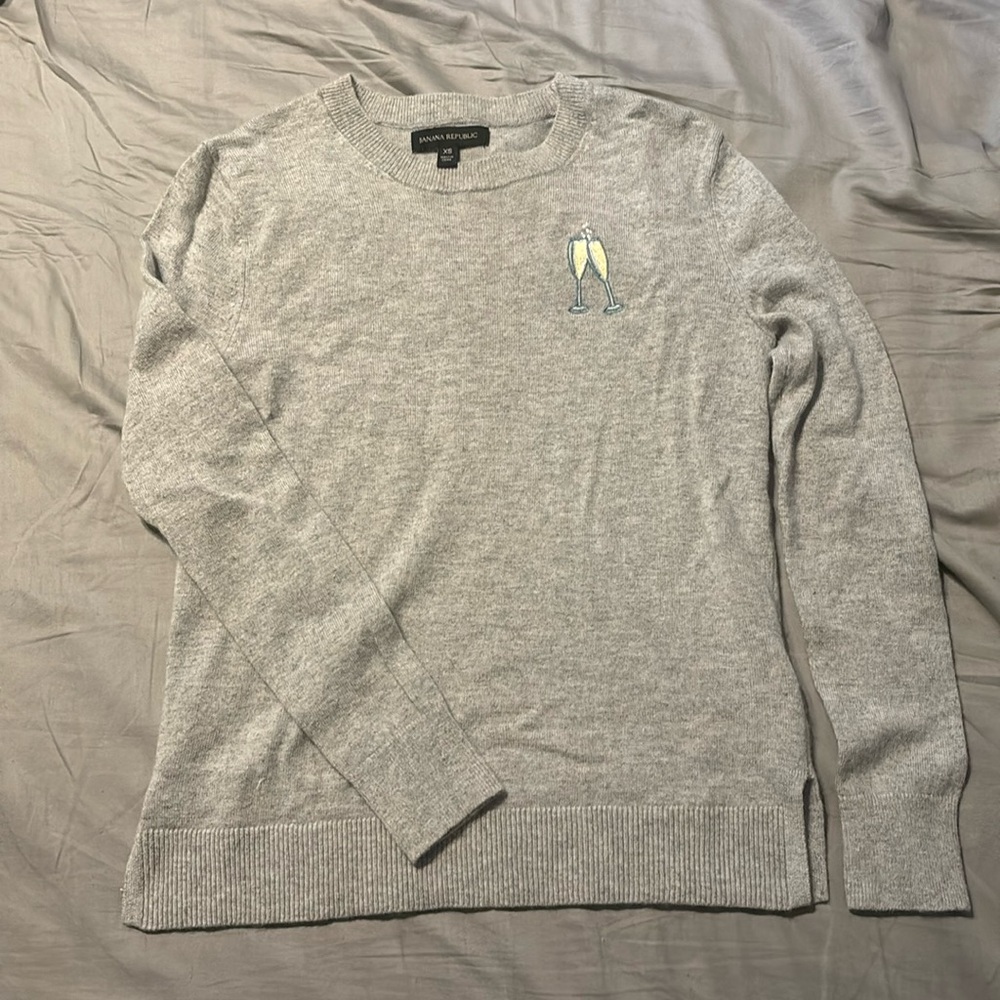 Banana Republic Gray Merino Wool and Cashmere Champagne Sweater